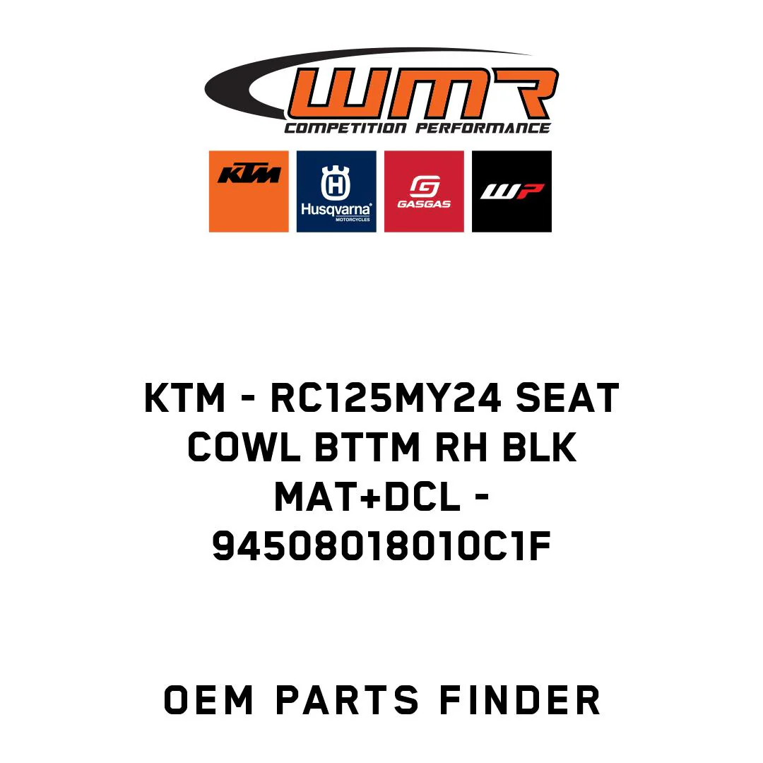 KTM - RC125MY24 SEAT COWL BTTM RH BLK MAT+DCL - 94508018010C1F