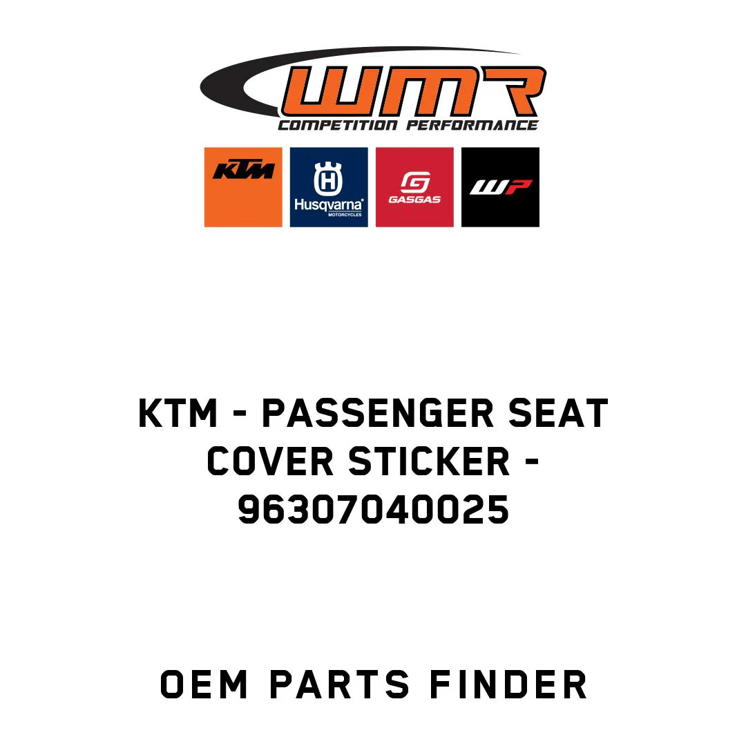 KTM - Passenger seat cover sticker - 96307040025