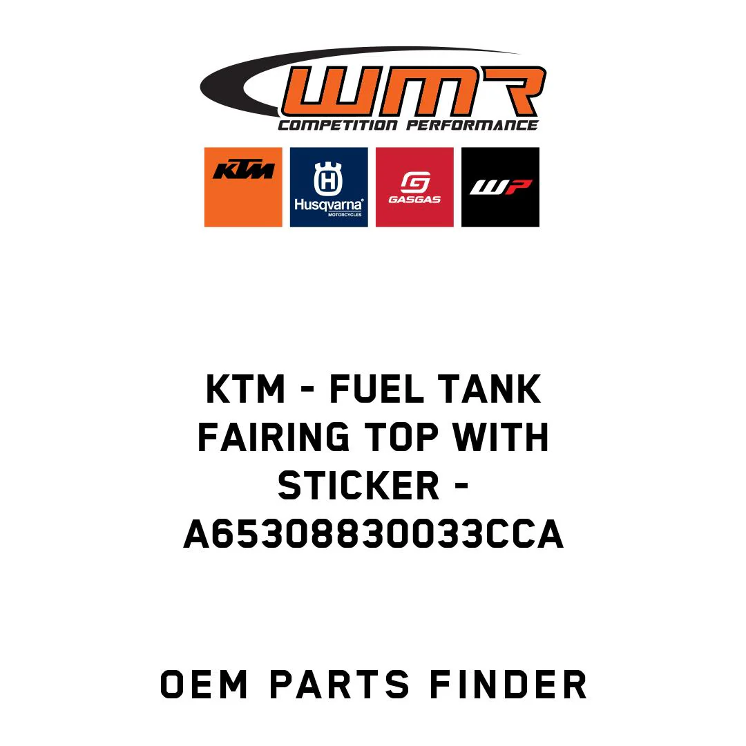 KTM - fuel tank fairing top with sticker - A65308830033CCA